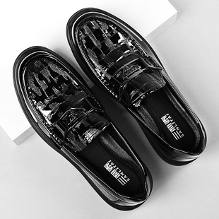 秋季特大码男士皮鞋46商务豆豆男鞋47真皮一脚蹬休闲鞋48黑色鞋子