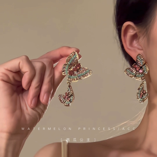 「迷幻彩蝶」彩色蝴蝶耳环2025新款爆款高级感轻奢异域风耳饰女