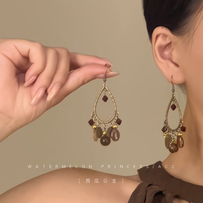 「波西部落」波西米亚风耳环女民族风复古风高级感新中式流苏耳饰