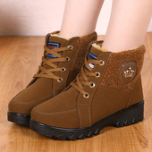 冬季 中老年加厚保暖高帮妈妈厚底防滑女短靴 女棉鞋 新款 老北京布鞋