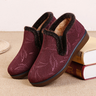 平底保暖加厚软底老年加绒奶奶鞋 冬季 防滑女棉鞋 老北京布鞋 新款