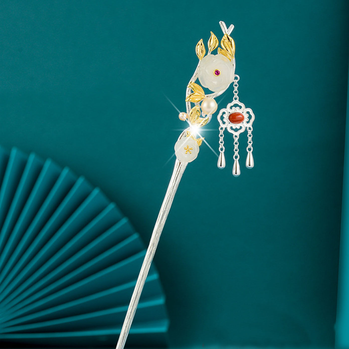 复古相思豆梅花发簪民族风流苏步摇旗袍汉服茶服头饰现代盘发簪子