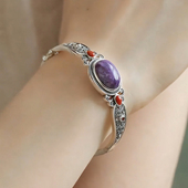 百搭蝴蝶花纹手环 国风高级感设计时尚 复古紫气东来手镯女款 新中式