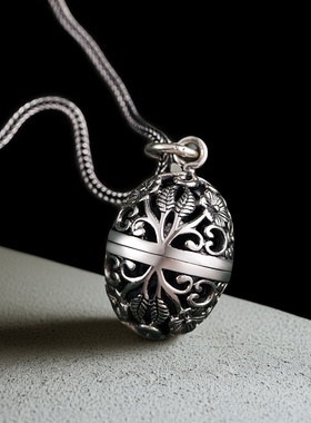 复古镂空香囊吊坠男女款国风随身佩戴扩香丸球空心蛋形圆挂坠项链