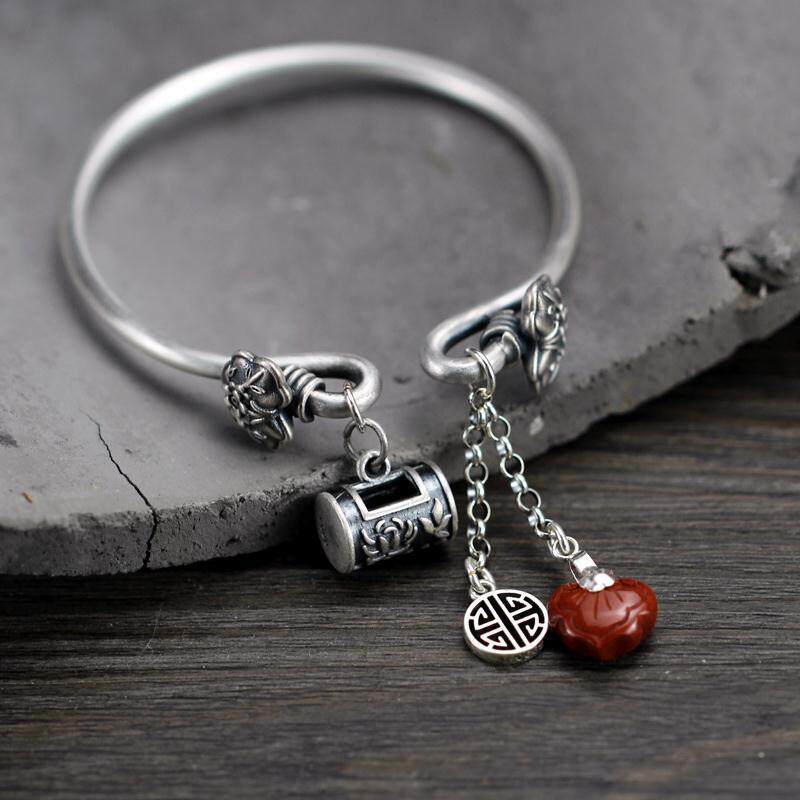 复古做旧钱袋手镯莲花流苏手链女款开口手环民族古风国潮手饰品