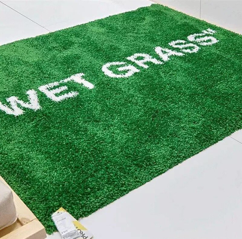 宜家IKEA潮牌湿草地wet grass off-white ow联名玛克拉德长绒地毯 3