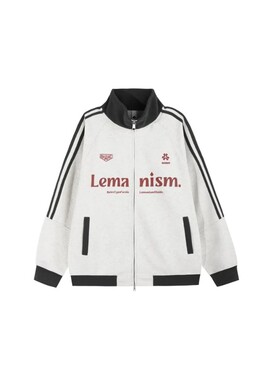 Lemanism国潮撞色三条杠侧边条纹双拉链立领夹克开衫潮流情侣外套