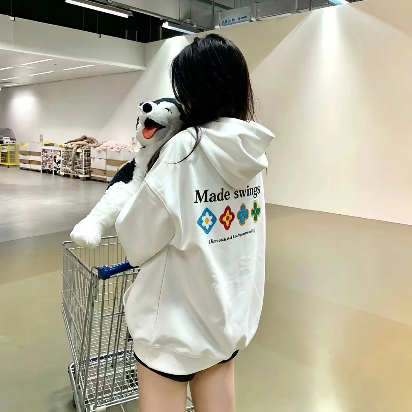 国潮Hiphop花朵四叶刺绣重磅卫衣