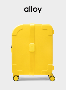 alloy乐几黄色行李箱拉杆箱万向轮pc皮箱休闲运动短途登机箱