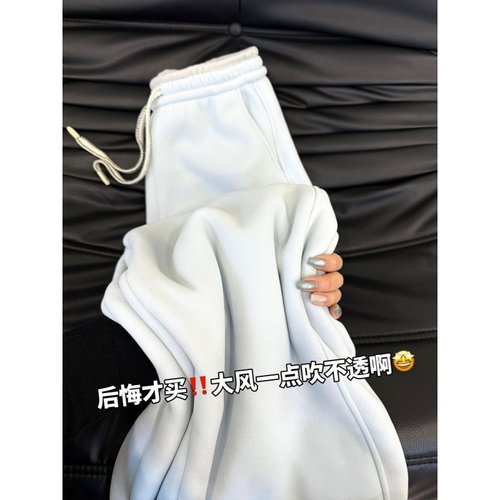 厚实亲肤羊驼绒保暖百搭弯刀裤