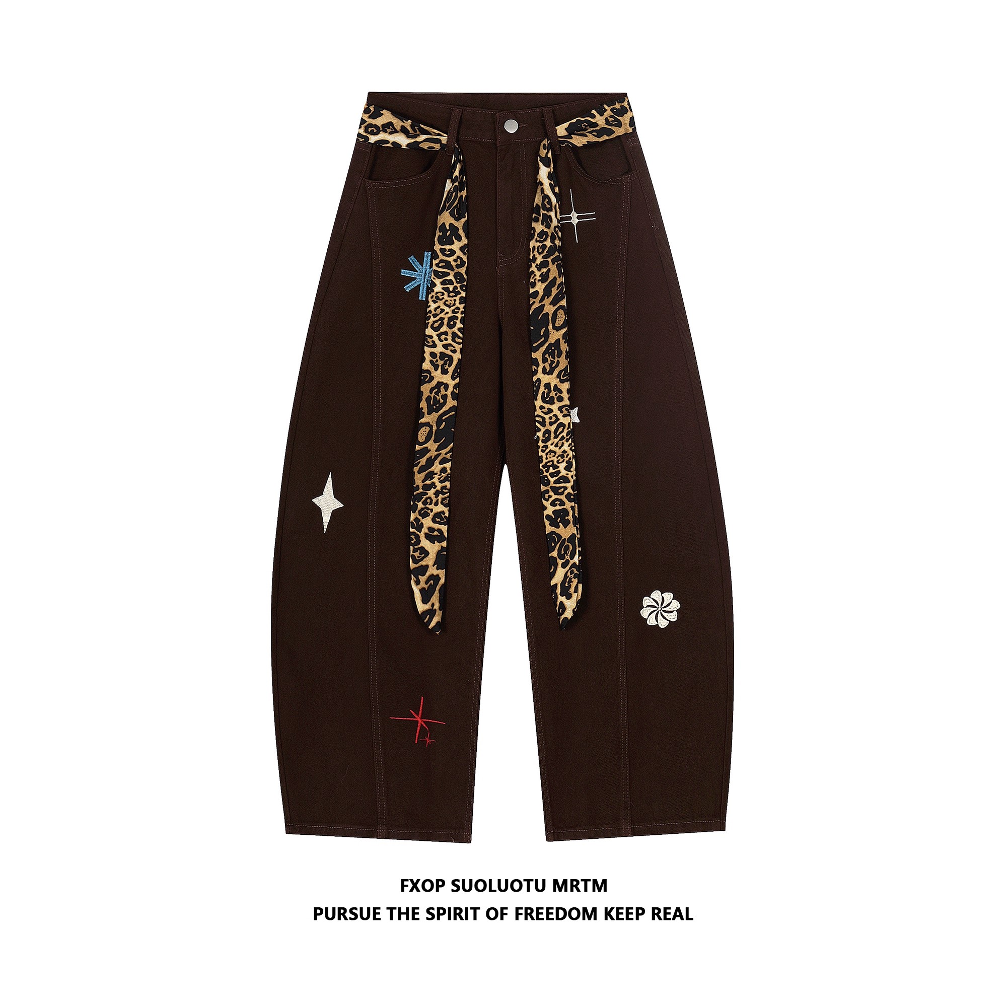 【专柜版】复古几何刺绣牛仔裤