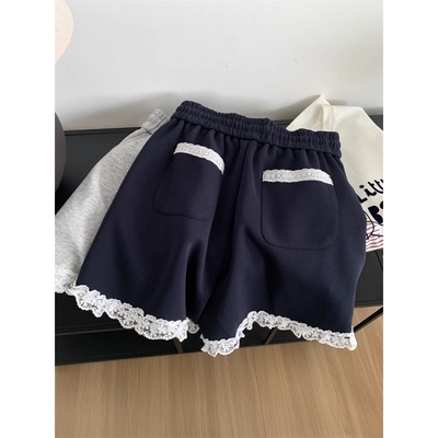 减龄韩版蕾丝花边休闲短裤女显白