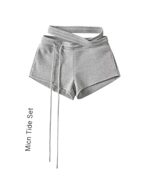 清仓捡漏~大牌余单辣妹舒适棉质运动短裤女宽松心机缠绕腰居家裤