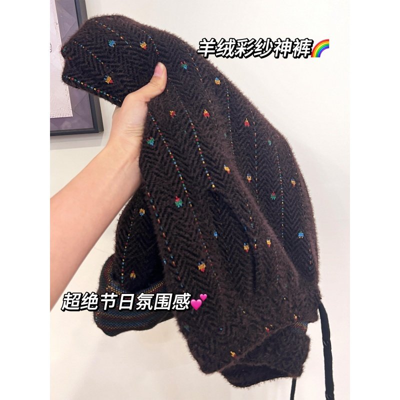 奥特莱斯~撤柜大牌美拉德羊绒彩纱卫裤毛绒绒保暖显瘦百搭弯刀裤,女装/女士精品,大码裤装,淘宝优惠券,粉丝福利购,淘宝优惠卷