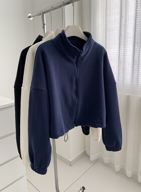 奥特莱斯~外贸余单加厚保暖摇粒绒卫衣女秋冬季立领拉链开衫外套