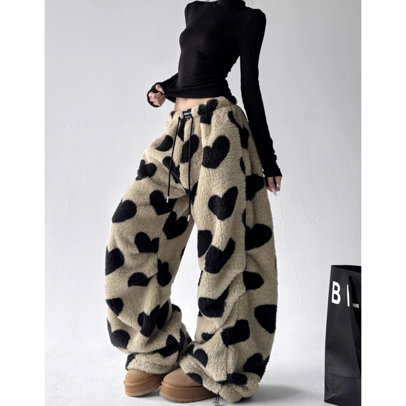 超可爱趣味阔腿裤女2025秋冬装