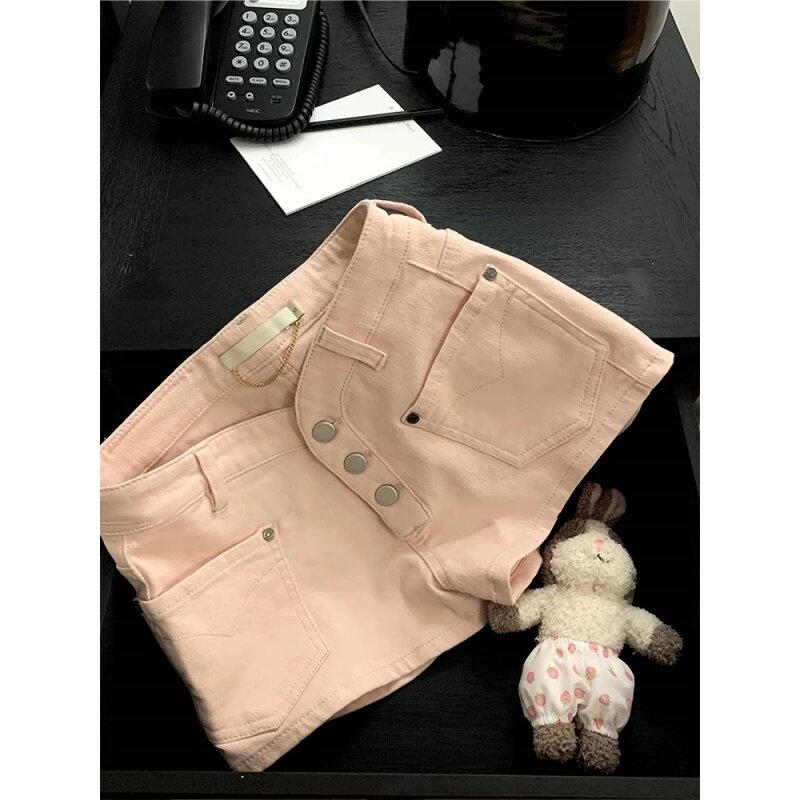 奥特莱斯~清仓外贸辣妹复古高街牛仔短裤女夏季高腰修身显瘦热裤