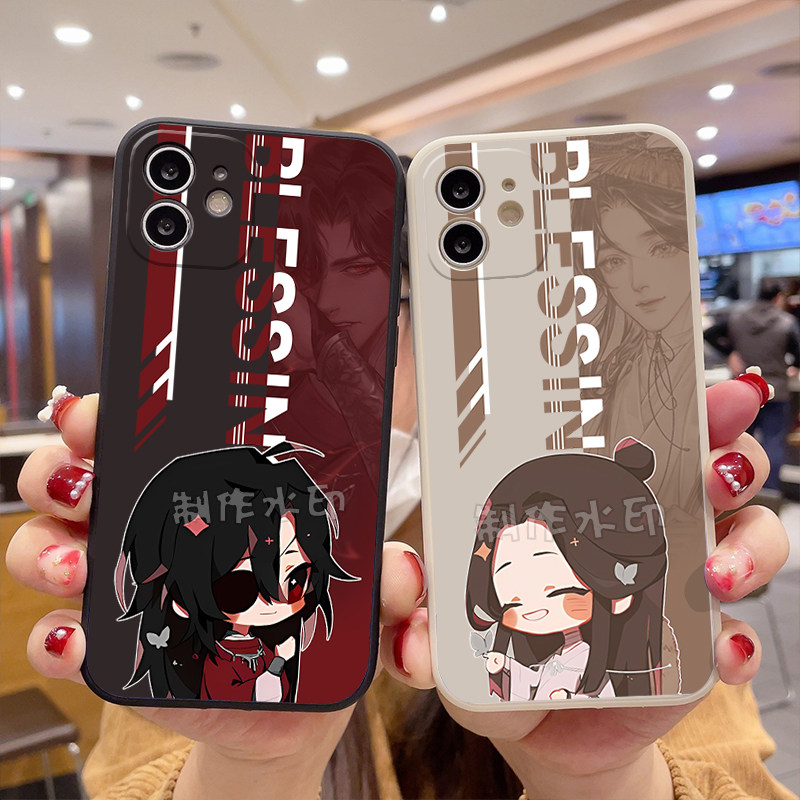 天官赐福谢怜花城手机壳直边古董白黑软壳适用OPPO苹果华为小米v