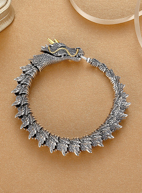 镀银新款手链男龙头霸气个性潮男