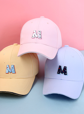 嘟嘟啦儿童帽子春夏薄棉可爱遮阳防晒男女HC07251 绣M字母棒球帽