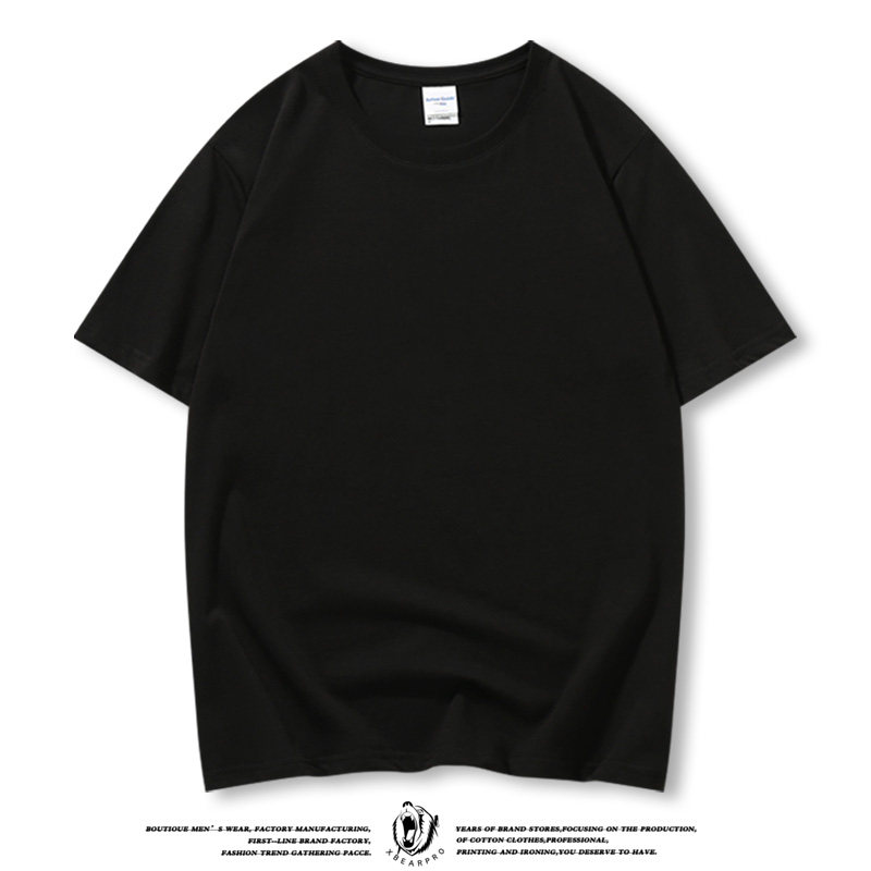 纯色短袖男夏季跑步休闲宽松纯棉黑色t恤演出服班服队服聚会定制