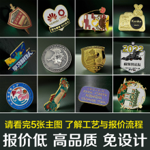 烤漆金属徽章定制胸章公司企业磁吸纪念勋章胸针卡通班校徽磁铁