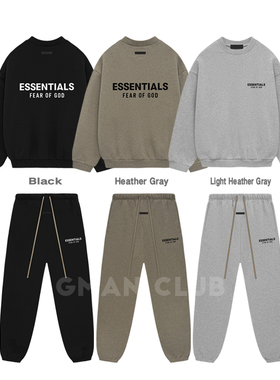 Gman 高街 FOG ESSENTIALS复线硅胶字母宽松加绒圆领卫衣抽绳卫裤