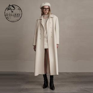 复古百搭保暖羊毛白色大衣DH244F97871G 迪哈利冬新款 HARRY