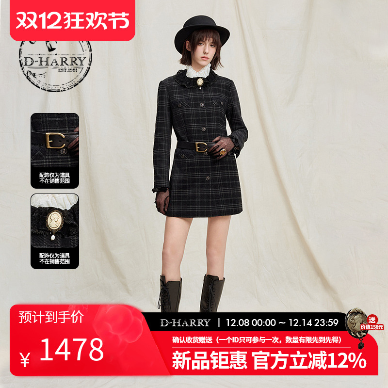 D-HARRY/迪哈利格子长袖连衣裙