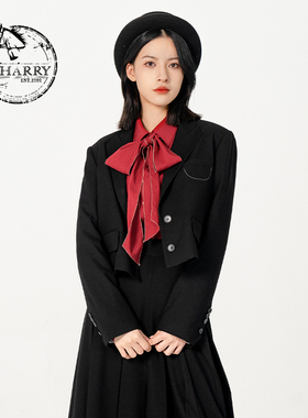 【明星同款】D-HARRY/迪哈利黑色西装外套女短款上衣DH231A95860D