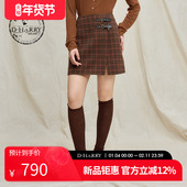 新款 咖格纹半裙DH254M90898B HARRY 迪哈利2025冬季 明星同款