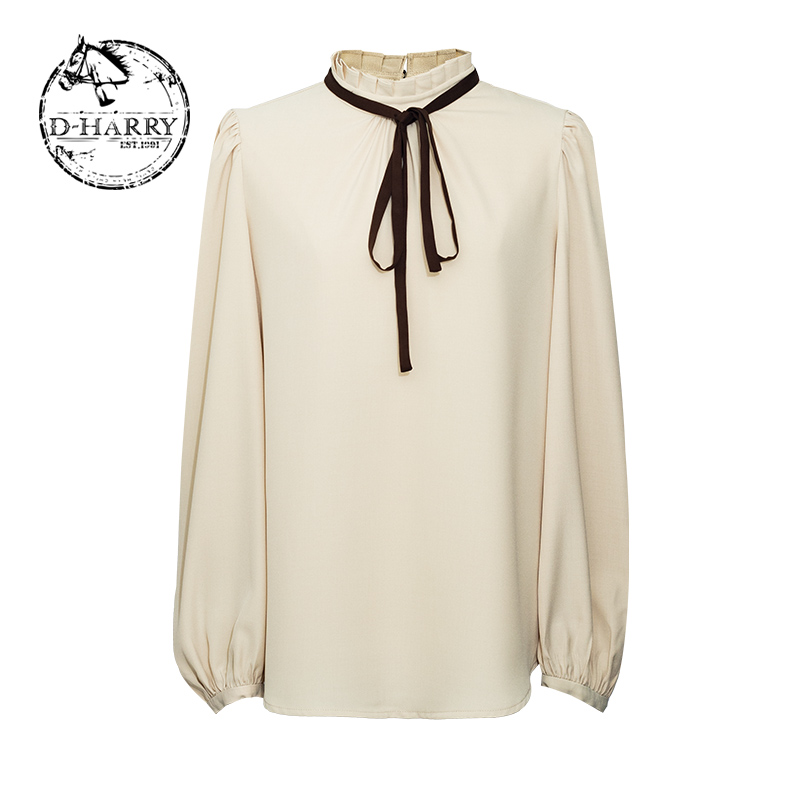 D-HARRY/迪哈利25春秋新品纯色长袖复古女士小衫T恤DH251R90158T