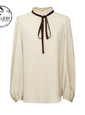 D-HARRY/迪哈利25春秋新品纯色长袖复古女士小衫T恤DH251R90158T