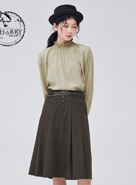 D-HARRY/迪哈利新款复古通勤优雅立领米色单衣DH233R96390D