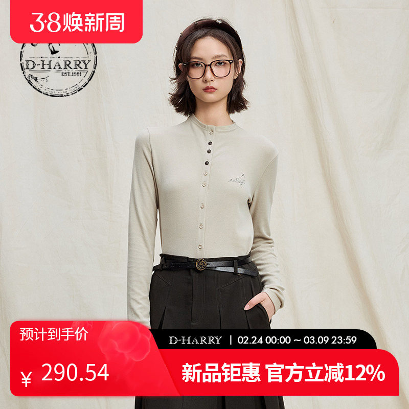 D-HARRY/迪哈利2025冬季新款英伦米色内搭打底T恤DH254B90909C