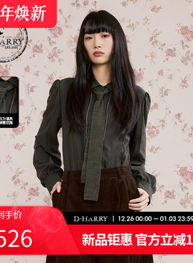 D-HARRY/迪哈利2025秋季新款英伦知性深绿色长袖衬衫DH253D90655B