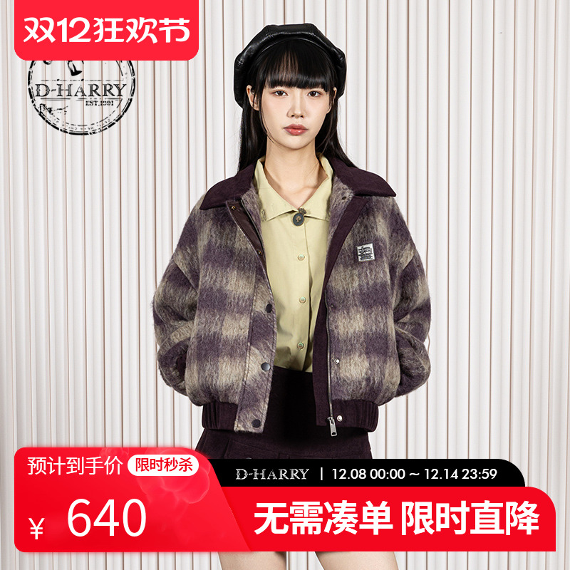 D-HARRY/迪哈利羊毛格子外套