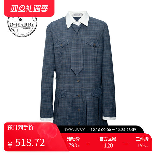 D-HARRY/迪哈利格子长袖连衣裙