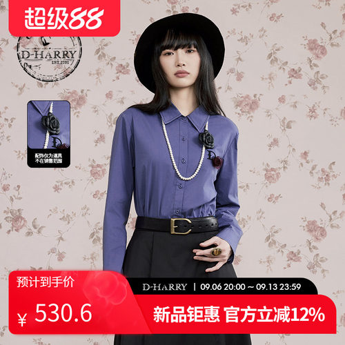 D-HARRY/迪哈利蓝色长袖衬衫