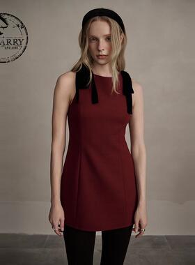 D-HARRY/迪哈利冬新款优雅红色背心式无袖连衣裙DH244J97886D