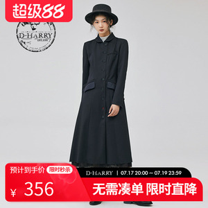 D-HARRY/迪哈利新款复古修身显瘦深灰连衣裙DH233J96533D