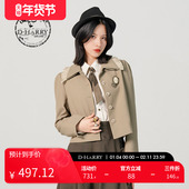羊毛短外套DH231A95906D 外套女新款 HARRY 迪哈利卡其色西装