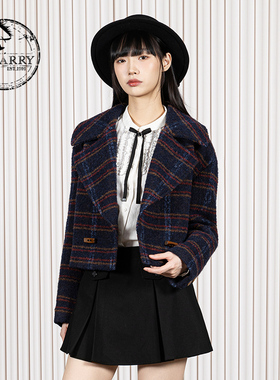 D-HARRY/迪哈利2025冬季新款黑色格纹西装上衣外套DH254A90988T