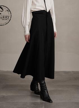 D-HARRY/迪哈利新款优雅百搭黑色A字半身长裙DH244M97879D