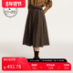 迪哈利新款 HARRY 复古深咖色A字长裙中长裙DH243M97577D
