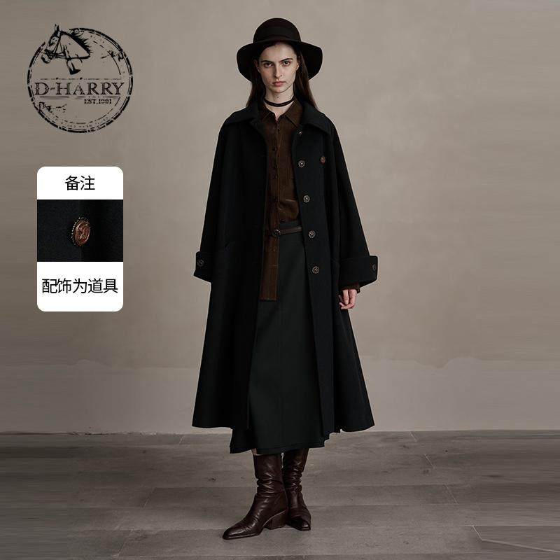 D-HARRY/迪哈利新款百搭保暖深绿色羊毛长款大衣DH244F97795D,女装/女士精品,毛呢外套,淘宝优惠券,粉丝福利购,淘宝优惠卷