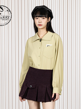 D-HARRY/迪哈利2025冬季新款学院风通勤绿色长袖衬衫DH254D62902T