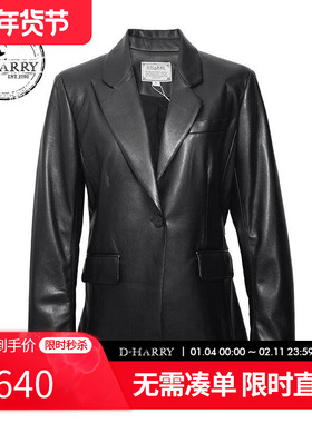 D-HARRY/迪哈利新款复古保暖黑色PU皮衣外套DH243P97679T