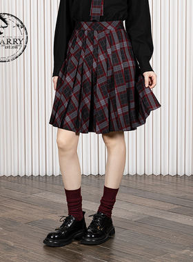 D-HARRY/迪哈利2025冬季新款学院风百搭格纹中长裙DH254M62955T