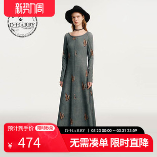 通勤印花长袖 时尚 迪哈利新款 连衣裙DH243J97589D HARRY